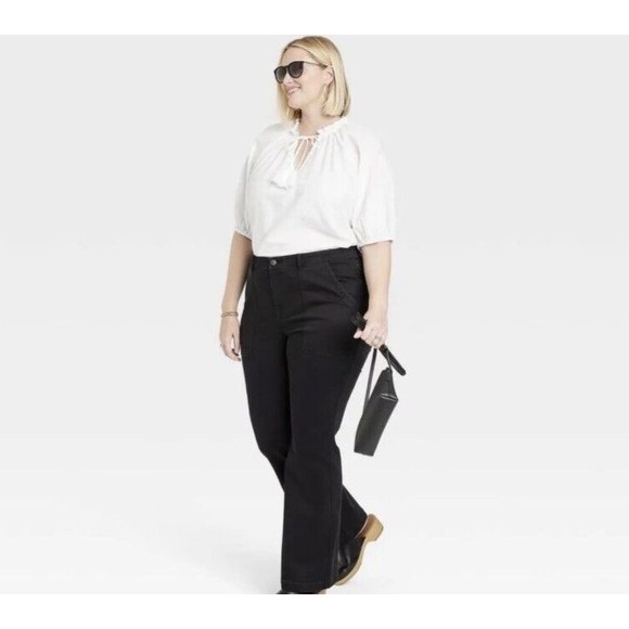 knox rose Women's Plus Puff Elbow Sleeve Top white eyelit top size 2X NWT - Picture 3 of 10